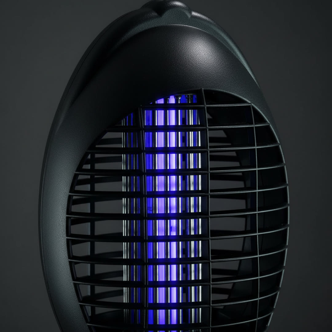 Detalle de la rejilla y la luz UV violeta